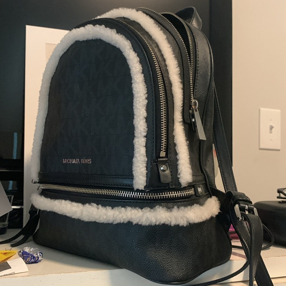 Michael Kors rhea shearling backpack